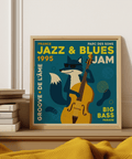 Jazz Blues Art Print with White and Yellow hues for den art print