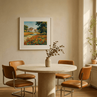 Flower Field Art Print showing green fields for modern living space