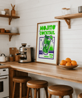 Modern Mojito Cocktail Print with Green accents for dining room decor