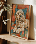 Cockapoo Print poster with Green and Orange shades for family room