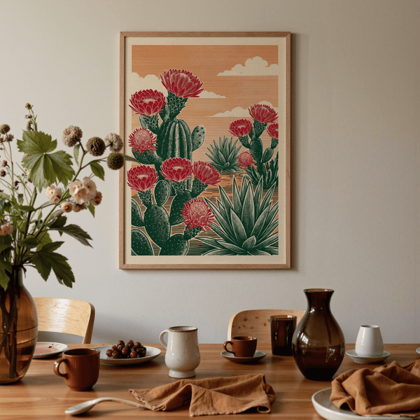 Cactus Desert Art decorative print for dining room wall