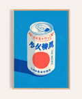 Japanese Soda Print in blue, white, and red for kitchen wall art