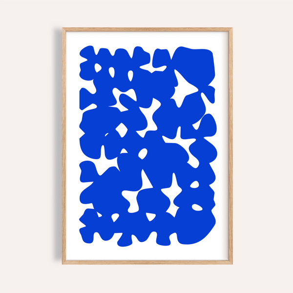 Modern Abstract Art blue and white print for living room wall art