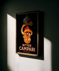 Vintage Campari Print wall art in Black and Orange for retro home bar