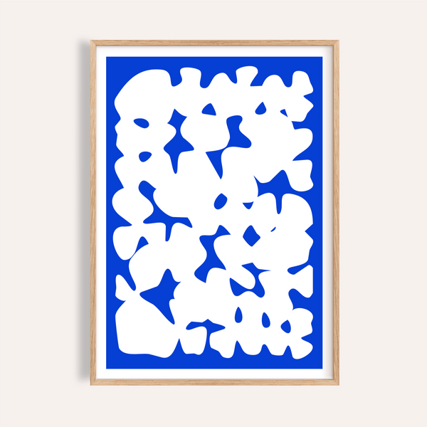 Blue and White Modern Art for living room wall art, blue, white, abstract poster