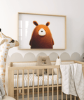 Cute Bear Print for Scandinavian nursery, Brown and Beige colors