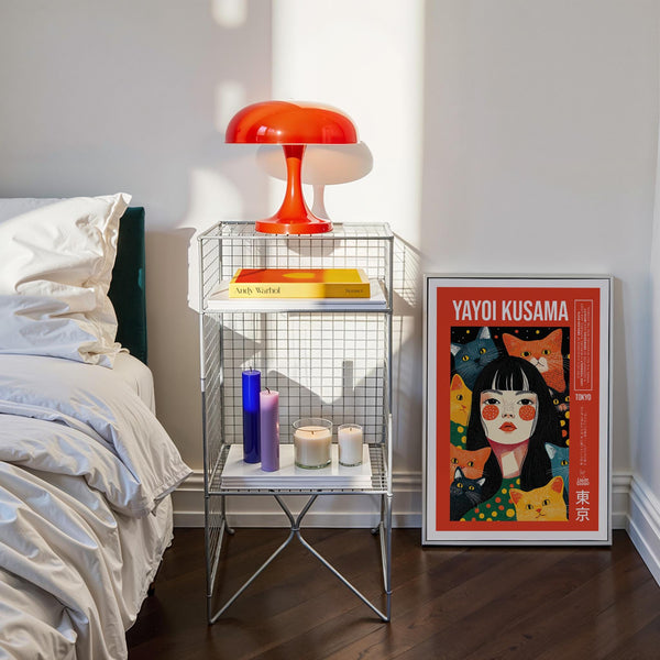 Cat lover’s quirky wall art with fun dotted styling and graphic detail.