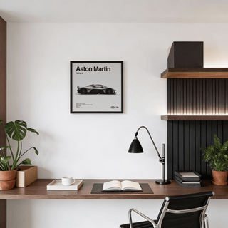 Aston Martin Wall Art in Gray and White for man cave print