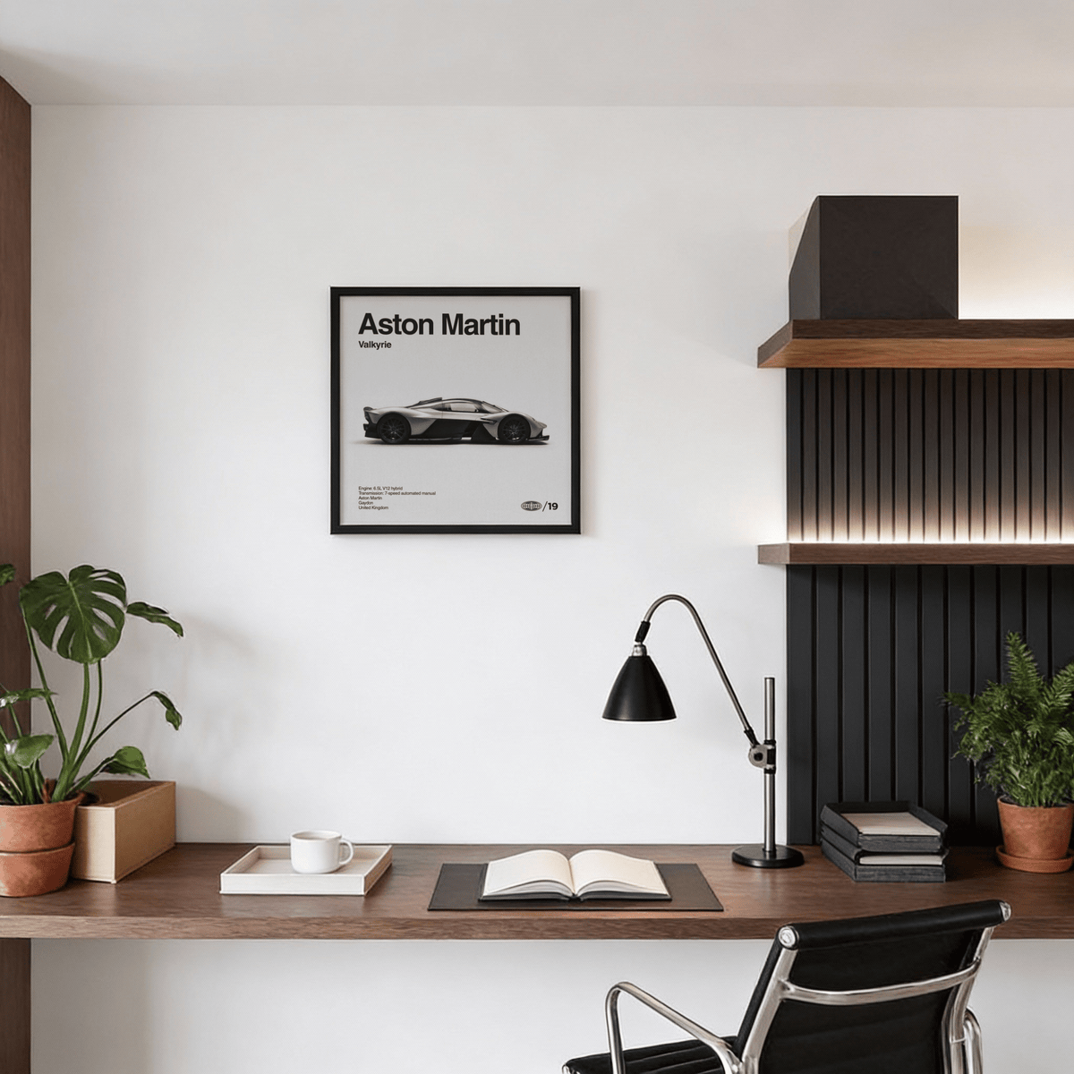 Aston Martin Wall Art in Gray and White for man cave print
