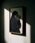 Chic wall art Poodle Art Print for stylish dining room in beige and black