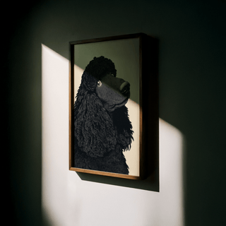 Chic wall art Poodle Art Print for stylish dining room in beige and black