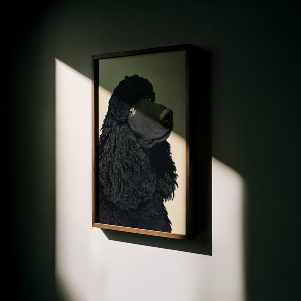 Chic wall art Poodle Art Print for stylish dining room in beige and black