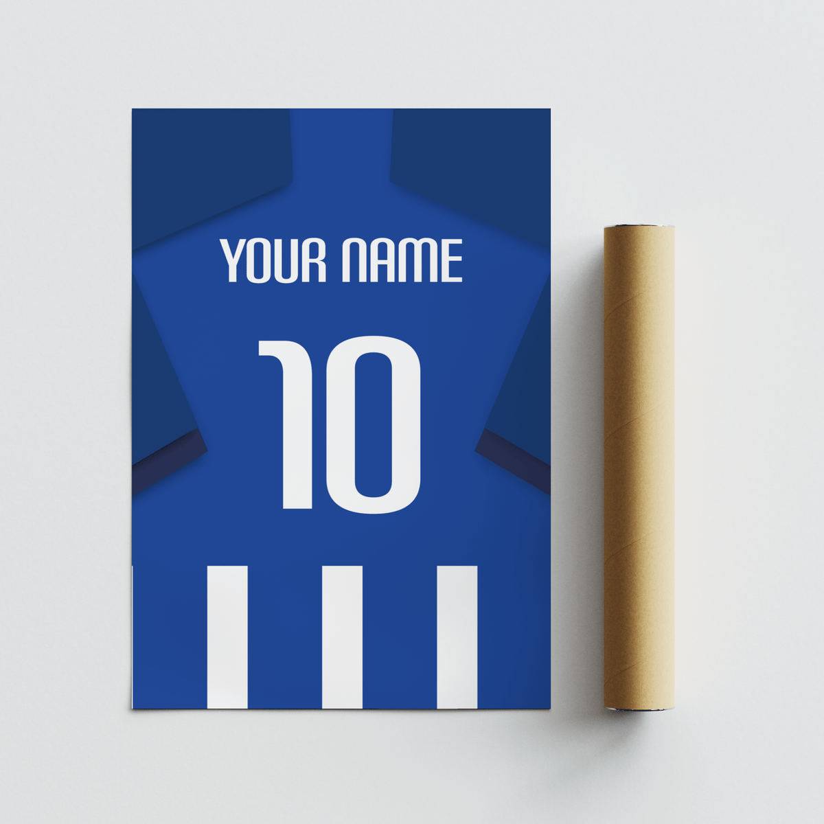 Close-up Real Sociedad Football Shirt Poster highlighting YOUR NAME lettering above the number 10