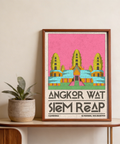 Angkor Wat Art print displaying layered roofline and central stairway in muted colors