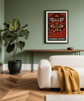 Decorative owl wall art poster featuring hand-drawn letterforms and central motif