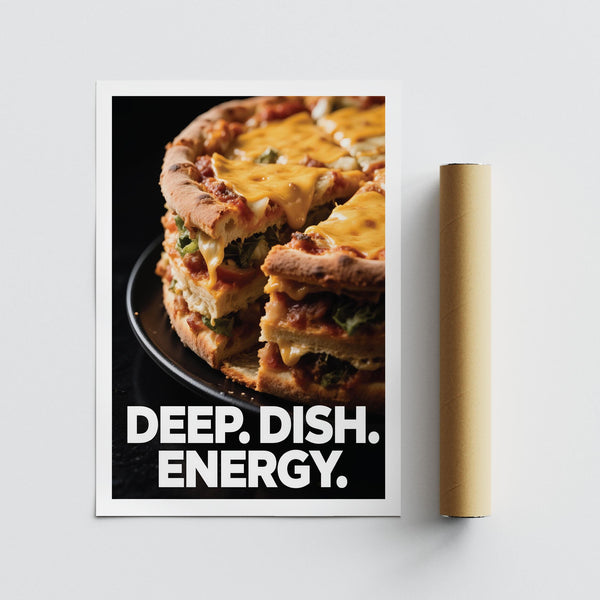 Delicious deep dish pizza artwork, perfect as a foodie gift idea.