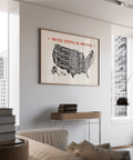 Beige and Black US Map Poster, perfect for study room wall decor