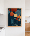 Japanese Lantern Wall Art with clustered lanterns over a bar-like scene