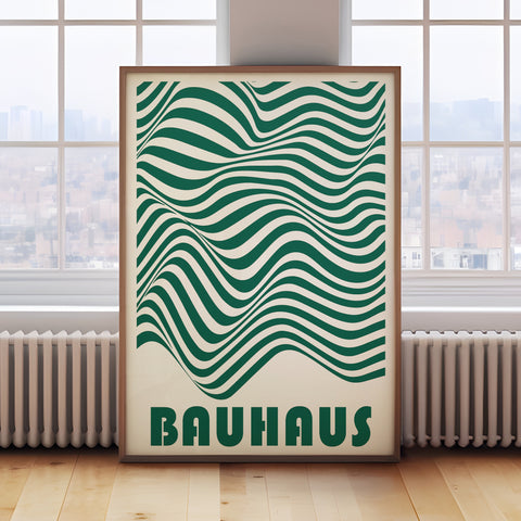 Bold abstract geometric wall art in green for minimalist home decor