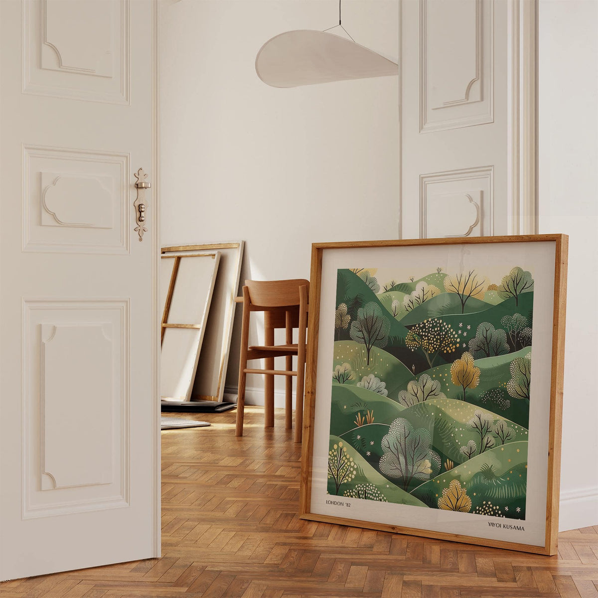 Large nature wall art with dotted foliage and harmonious layout