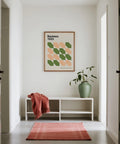 Diagonal structure and soft colors in art prints mid century style.