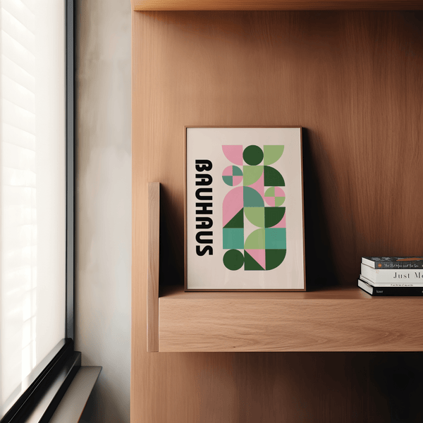 Modern Graphic Print art print with Green circles for stylish bedroom design