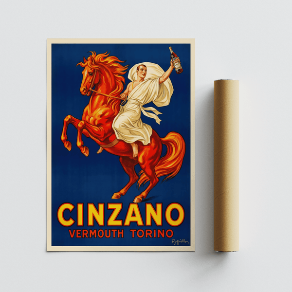 Chic Cinzano Art Print, Blue-Yellow-Red palette, living room statement
