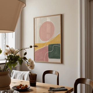 Contemporary abstract shapes print with negative space and contour