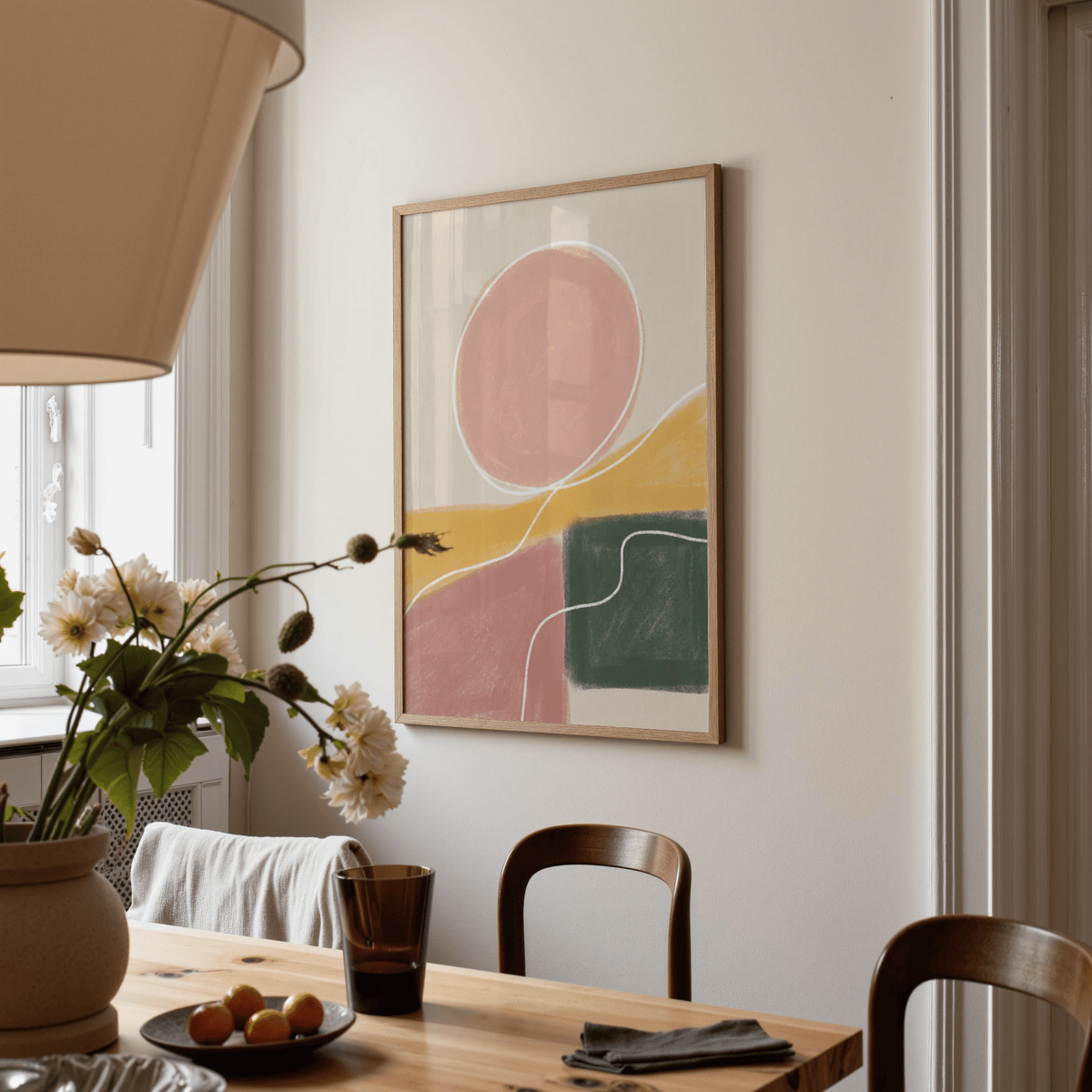 Contemporary abstract shapes print with negative space and contour