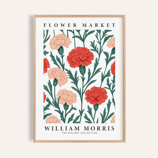 Pictures for living room featuring red and peach carnations in vintage style