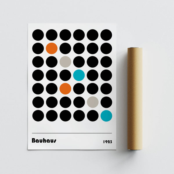 Bold abstract graphic prints with geometric circles for retro-inspired interiors