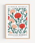 Vintage floral wall art featuring carnations and green leaves
