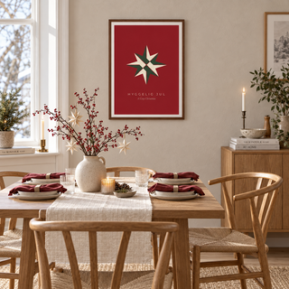 Scandi folded star print in a dining room at Christmas