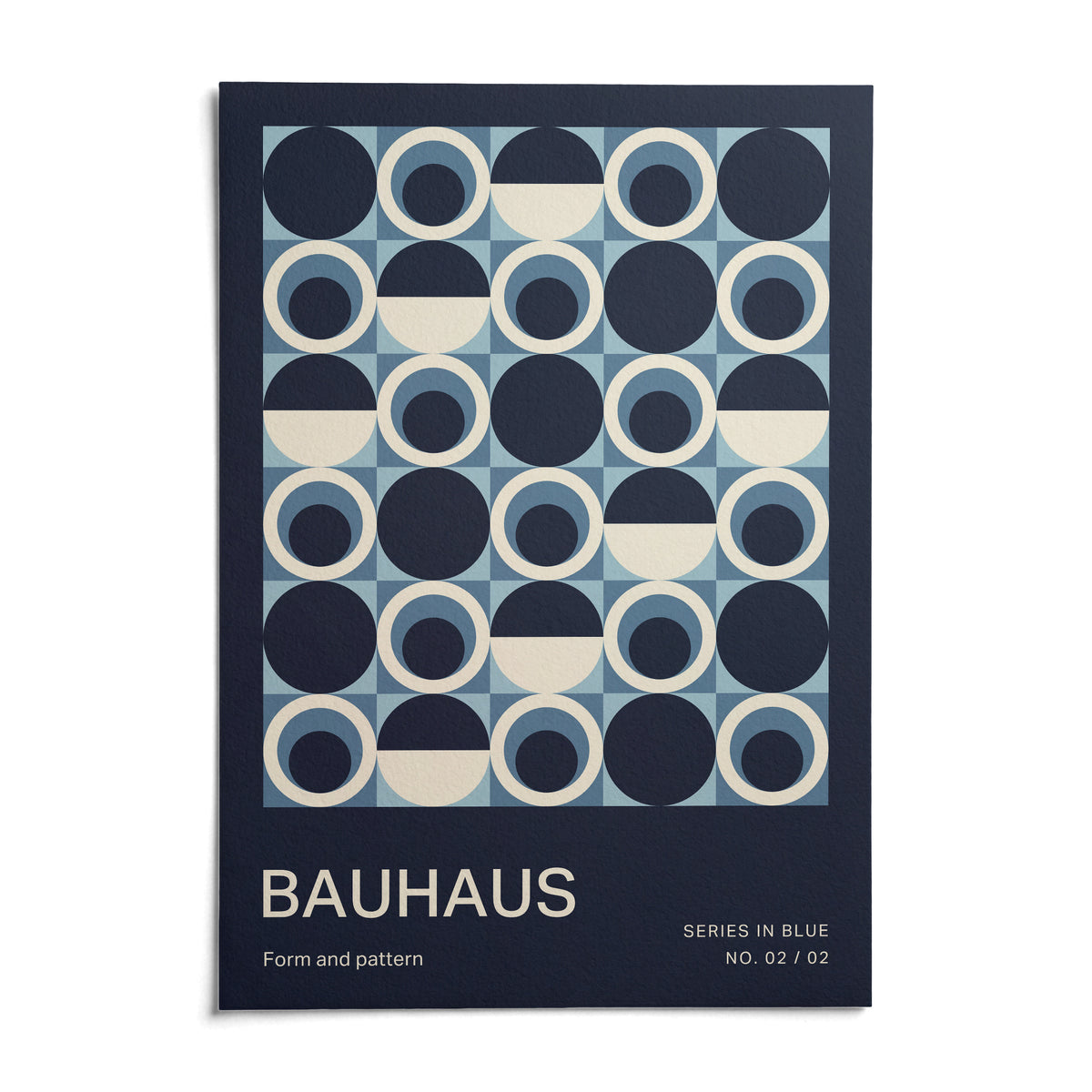 Blue Circles Wall Art, shown as an unframed paper print on a plain white background