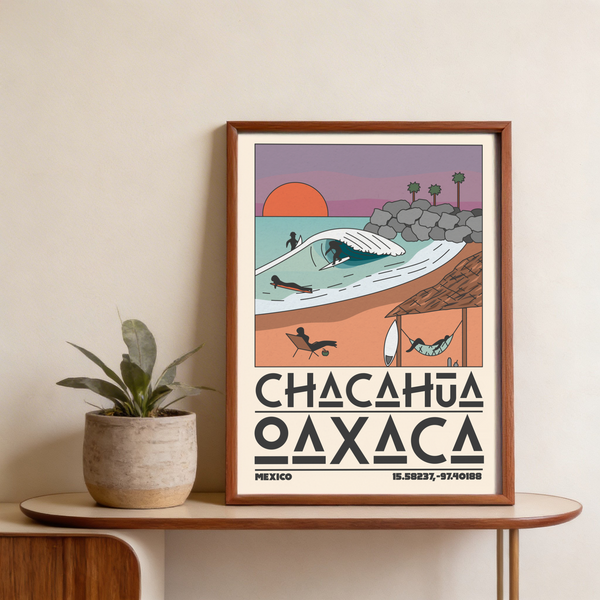 Mexico Beach Art Print minimalist travel poster style