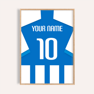 Centered Espanyol Football Shirt Poster print showing back-of-shirt graphic with YOUR NAME text and number 10
