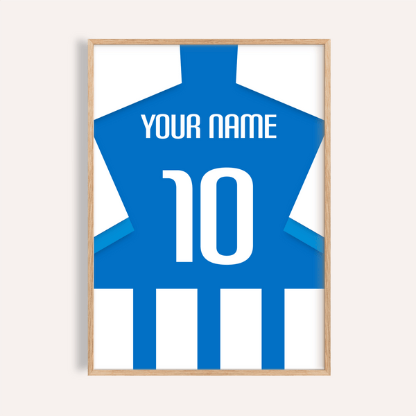 Centered Espanyol Football Shirt Poster print showing back-of-shirt graphic with YOUR NAME text and number 10