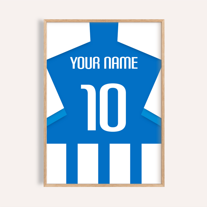 Centered Espanyol Football Shirt Poster print showing back-of-shirt graphic with YOUR NAME text and number 10