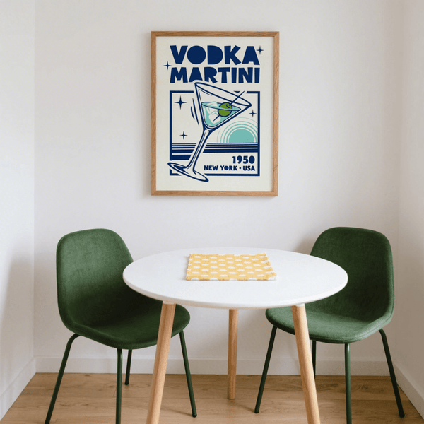 Vodka Martini Poster with blue hues for stylish kitchen decor