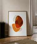Contemporary Abstract Poster with layered ovals and curved divider line
