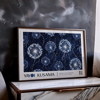 Modern dotted landscape posters with floral motif for Japandi bedroom decor