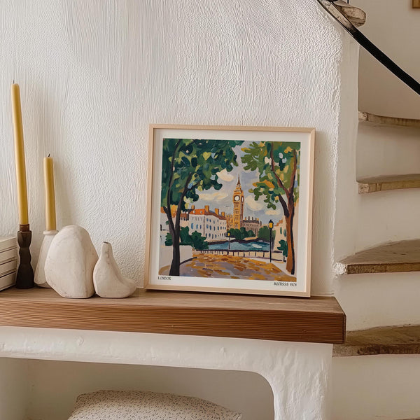 Bright, expressive London city art print included in Matisse Prints for Sale.