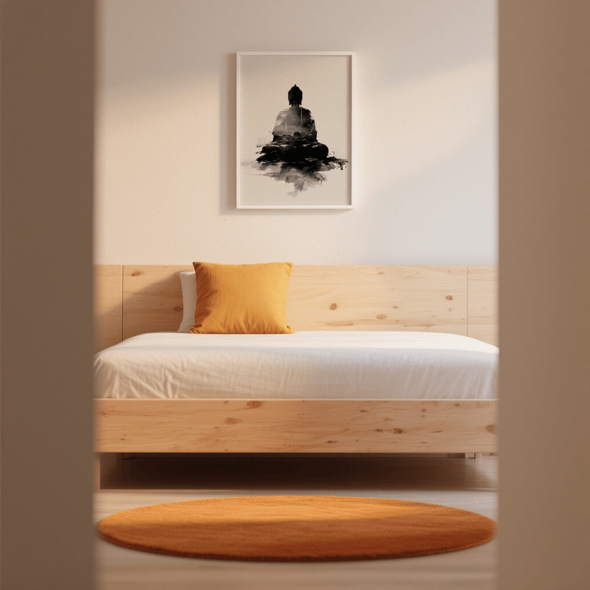 Serene Spiritual Poster, White elements, meditation space print