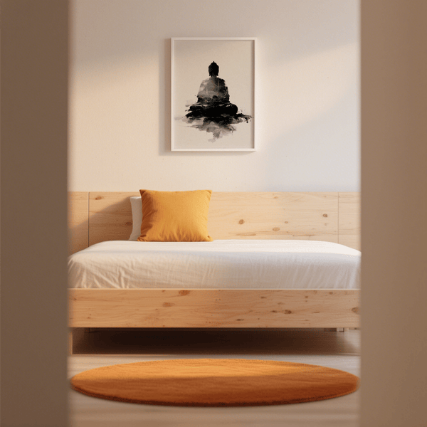 Serene Spiritual Poster, White elements, meditation space print