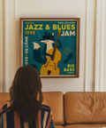 Jazz Blues Art Print with strong Yellow accents for creative office