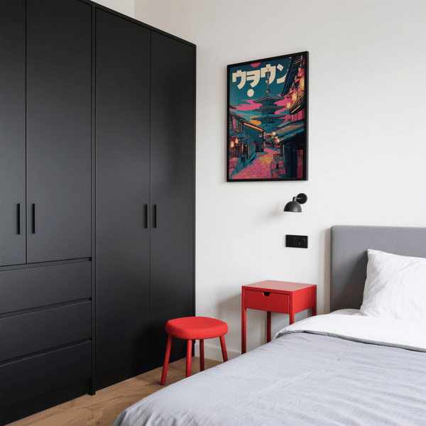 Japanese Street Art Print for Pink Blue teen room wall art