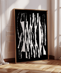 abstract black and white dramatic contrast art print for hallway wall