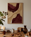Neutral Organic Abstract Art accent print in Red, Brown, Beige, and White for guest room decor