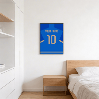 Minimal football shirt wall art showing back view with large 10