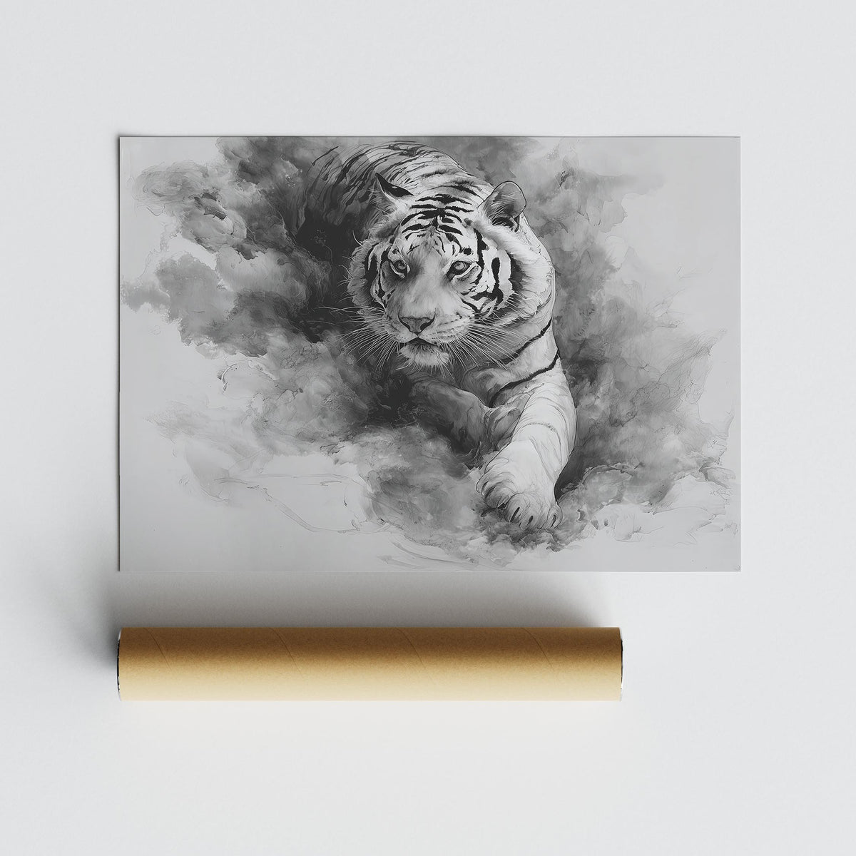 Horizontal tiger print with flowing textures and bold expression, landscape tiger print.